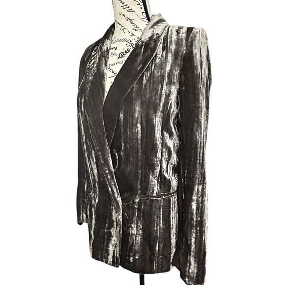 H&M Brown Velvet Single Breasted Blazer Jacket Old Money Dark Academia Womens 4 - Picture 3 of 9